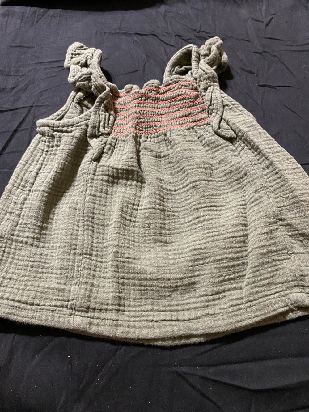 Old Navy Olive Green Tank with Coral Smocked Detail